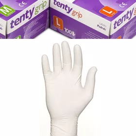 Latex orvosi vizsgáló kesztyű púderes TENTY Grip fehér