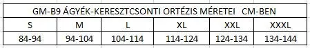 GM-B9 ÁGYÉK-KERESZTCSONTI ORTÉZIS medenceöv, szürke fémsines