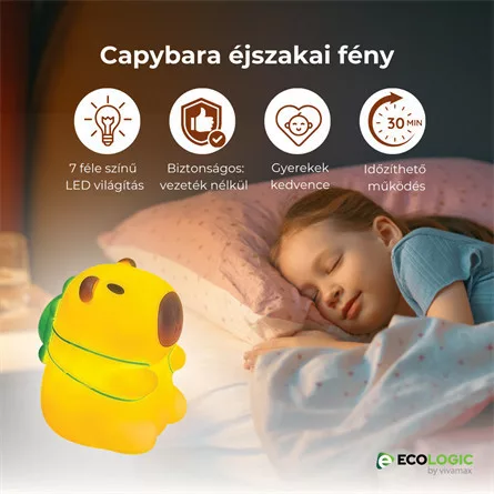 Capybara állatos éjszakai fény gyerekszobába