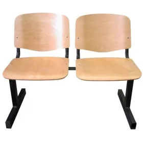 Várótermi pad 2 üléses fa / fa, lapra szerelt